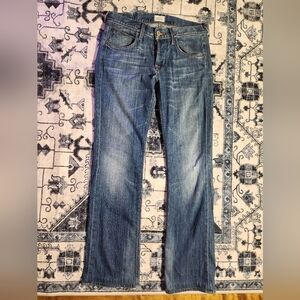 Hudson Jeans Blue Bootcut Denim with Distressing and Fading